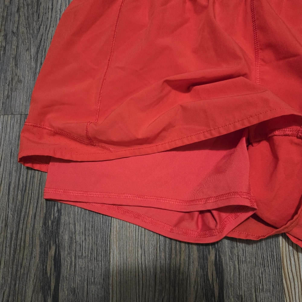 Red Athletic Shorts with Compression Layer and Elastic Waistband - Picture 2 of 14